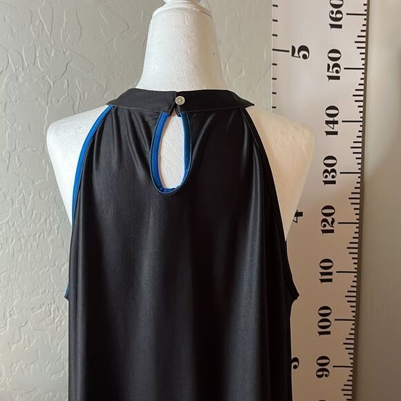 LOVEU. DEAR black and blue mini dress/tunic bare shoulders high neckline size XL - Picture 5 of 11